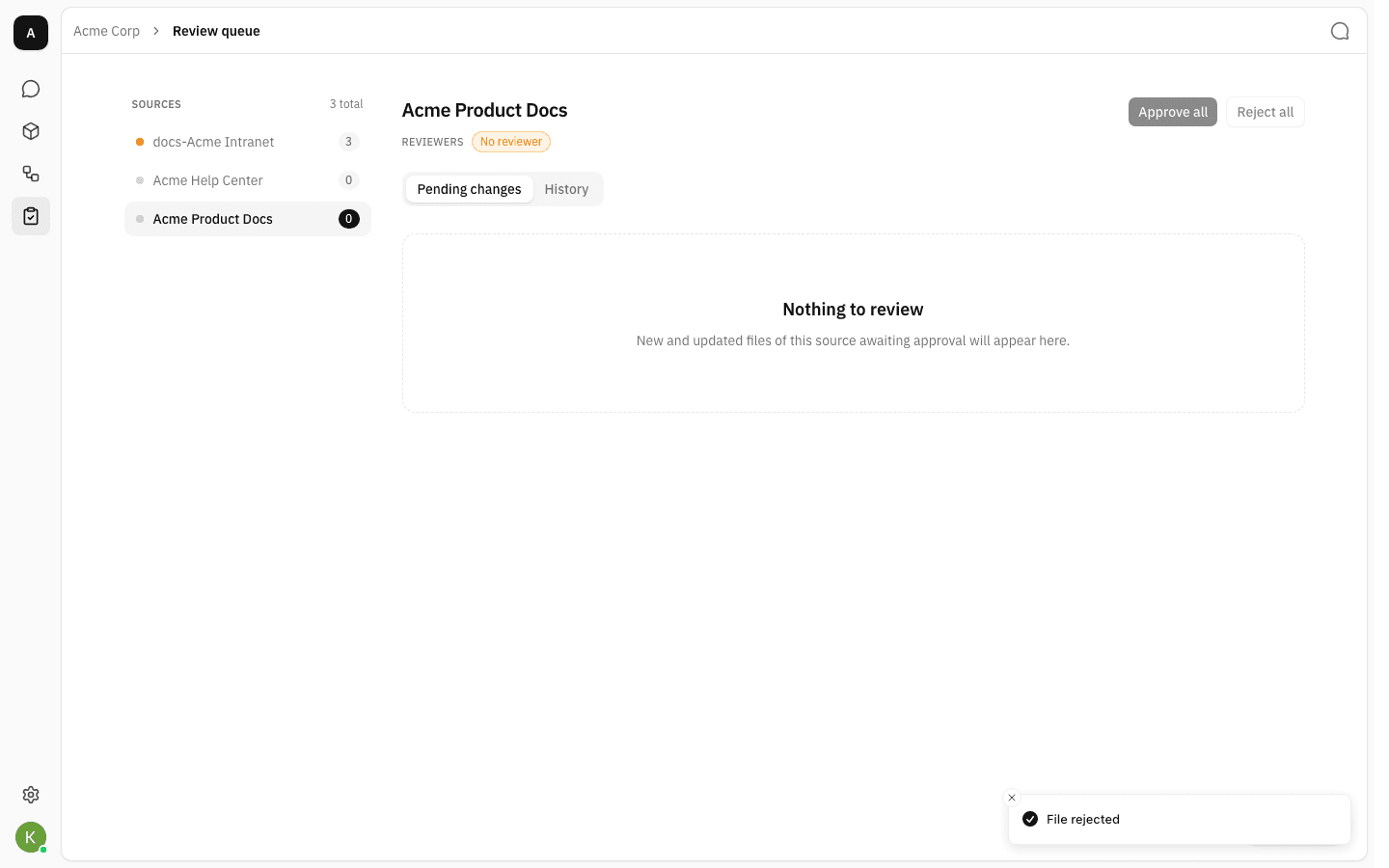Empty queue after the last file was rejected