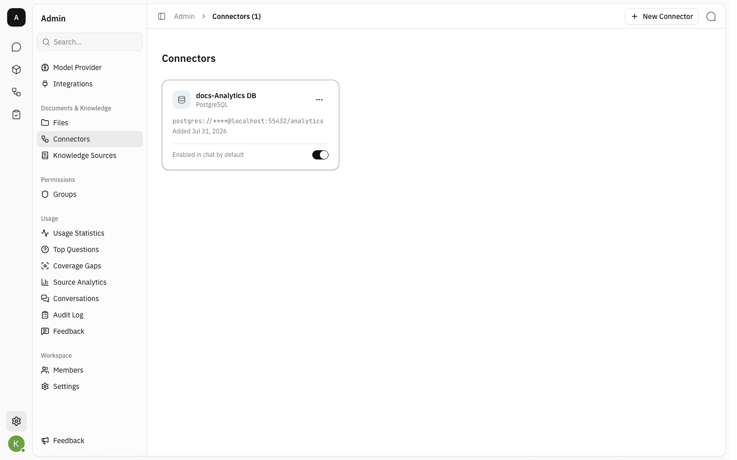 The same card with the "Enabled in chat by default" switch turned on