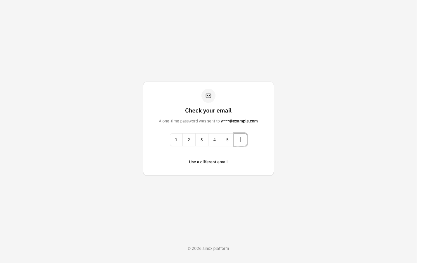 The code screen with five of the six boxes filled